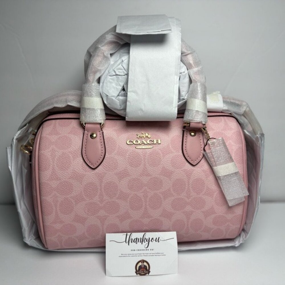 Coach  Rowan Satchel Bag In Signature Canvas Powder Pink CV961Coach